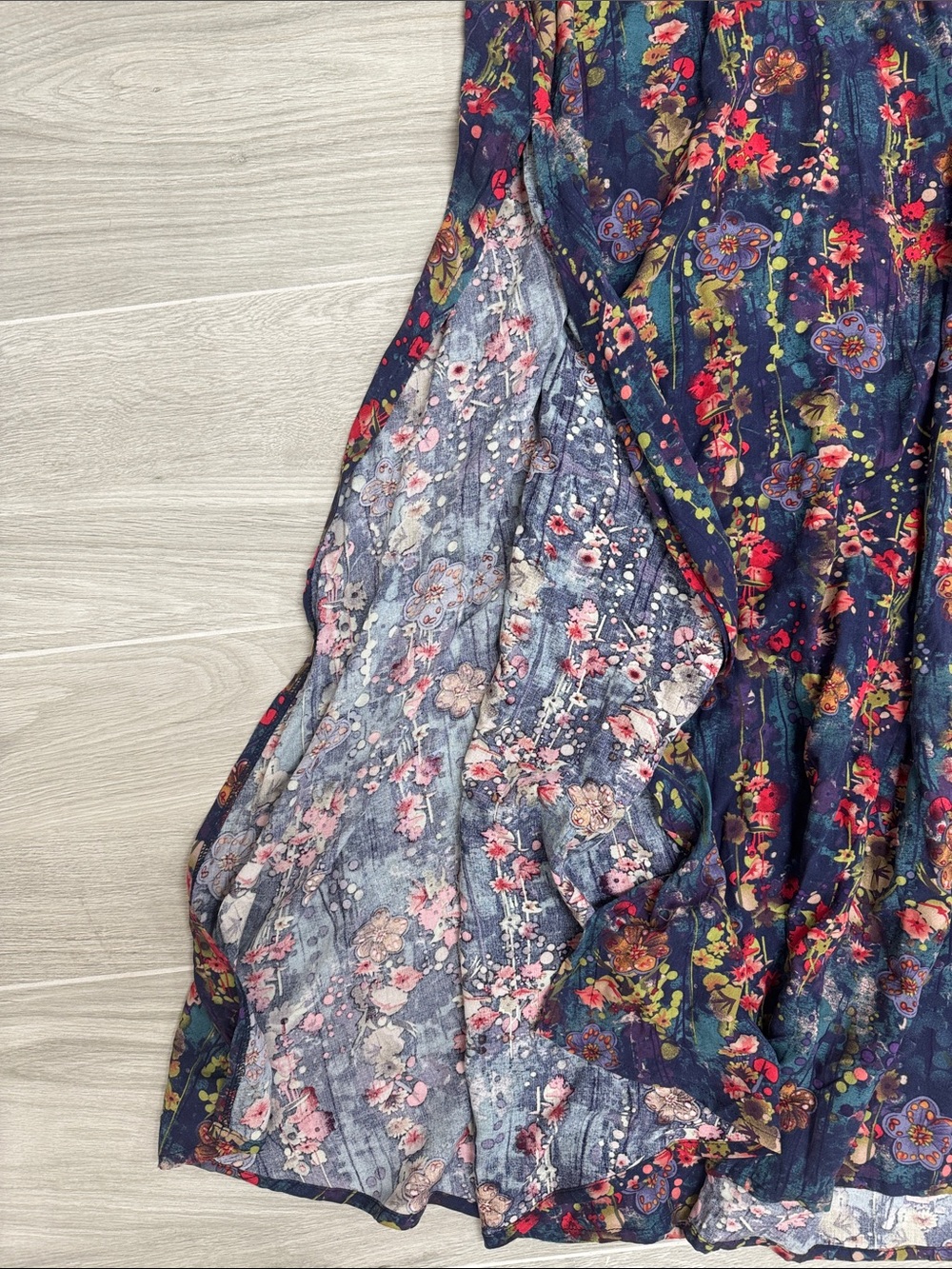NATURAL LIFE Navy Floral Maxi Skirt with Pink & Green Accents - Picture 5 of 6